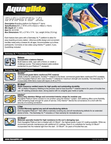 Swimstep XL Tech Sheet - Aquaglide