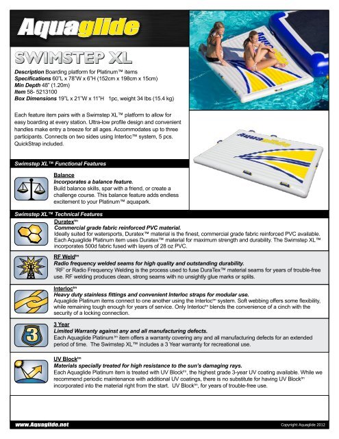 Swimstep XL Tech Sheet - Aquaglide
