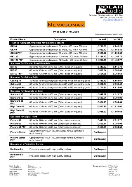Price List 21.01.2009 - MIDAS ProSound