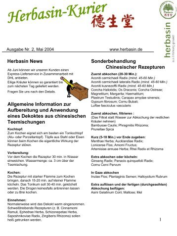 Ausgabe Nr. 2, Mai 2004 - HerbaSinica Hilsdorf GmbH