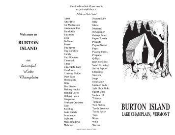 Burton Island Bistro Menu (pdf) - Vermont State Parks