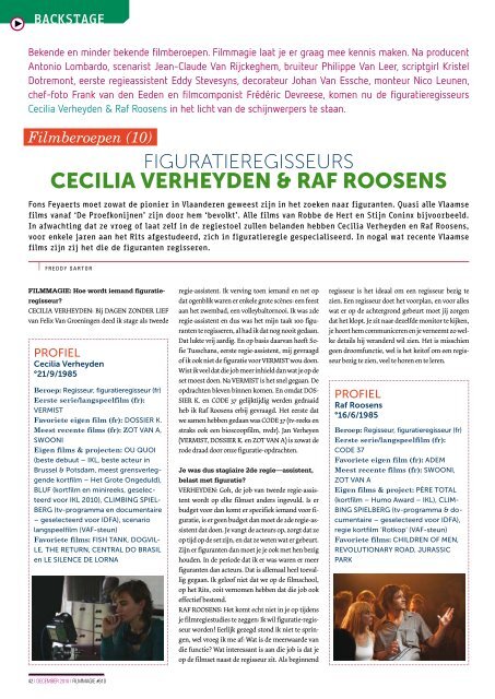 Figuratieregisseurs Cecilia Verheyden & Raf Roosens - Filmmagie