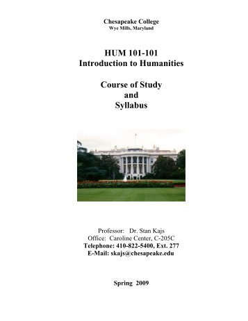 HUM 101-101 Introduction to Humanities Course of Study and