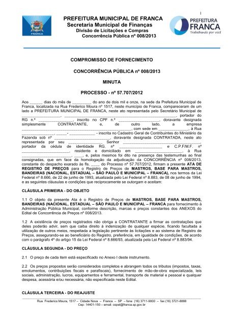 CARTA CONVITE - Prefeitura de Franca