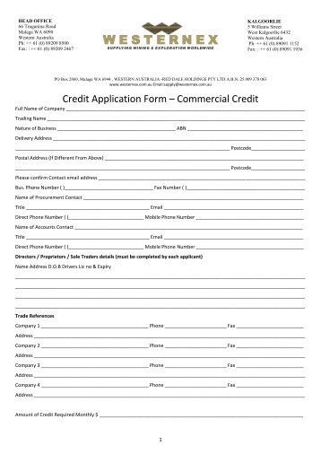 Credit Application Form Ã¢Â€Â“ Commercial Credit - Westernex