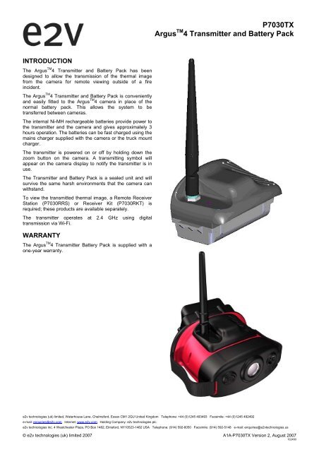 P7030TX Argus 4 Transmitter and Battery Pack