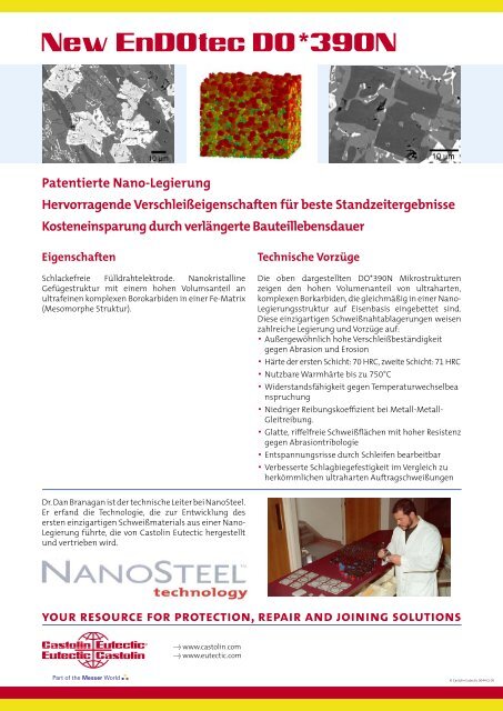 Einzigartige Nano-Legierung für höchste Abrasions - Castolin Eutectic