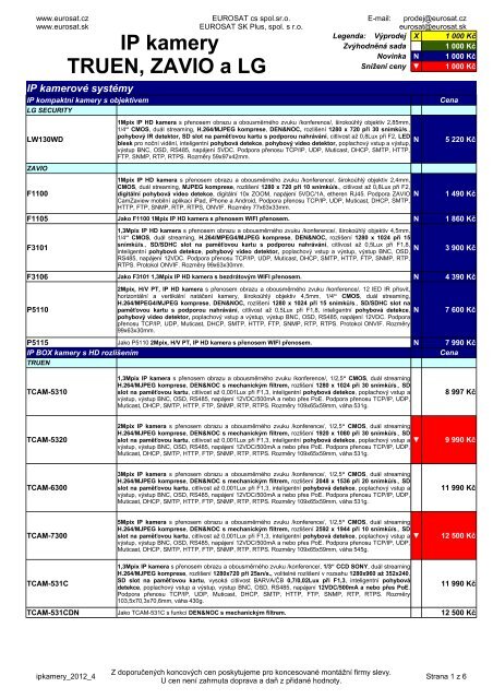 IP kamery TRUEN, ZAVIO a LG - Eurosat CS