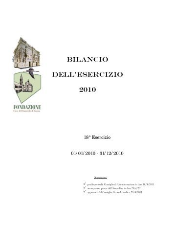 BILANCIO DELL'ESERCIZIO 2010 - Acri