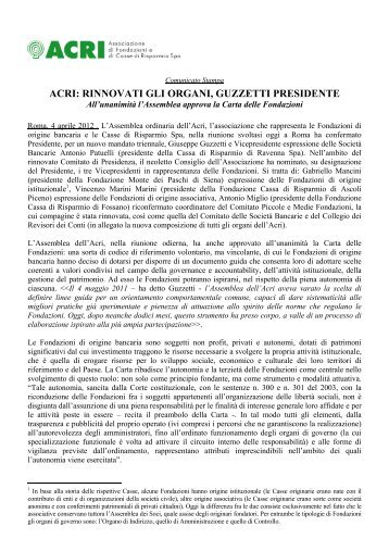 comunicato stampa - Acri