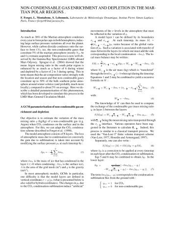 Modelling the Non-Condensable gas enrichment in the polar night