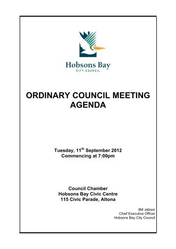 ORDINARY COUNCIL MEETING AGENDA - Hobsons Bay