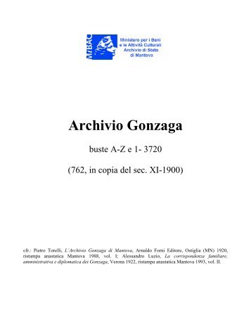 Archivio Gonzaga - Istituto Centrale per gli Archivi