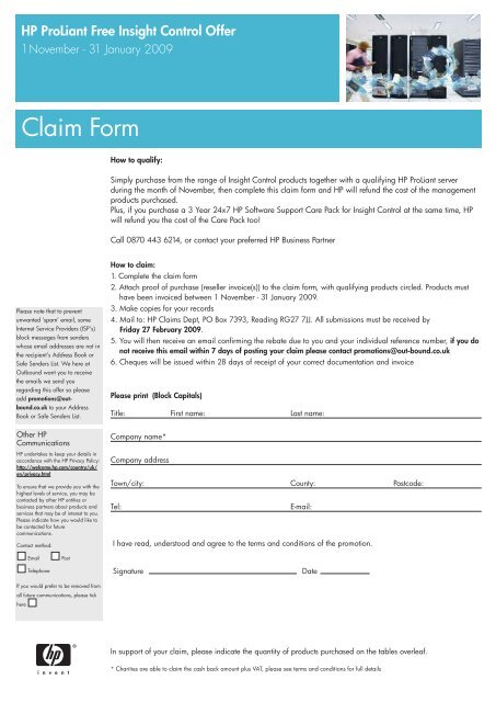 Claim Form - HP - United Kingdom