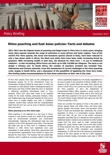 Rhino poaching and East Asian policies - The Centre for Chinese ...