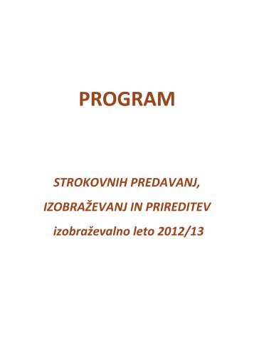 PROGRAM - Kmetijsko gozdarski zavod Murska Sobota