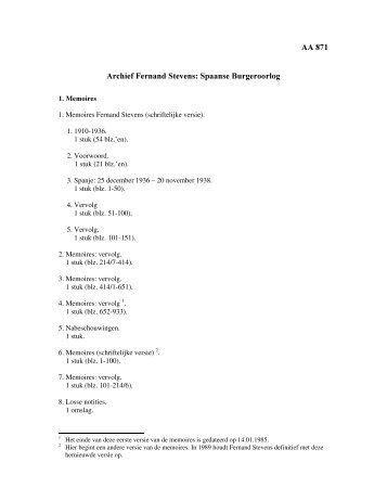 AA 871 Archief Fernand Stevens: Spaanse Burgeroorlog