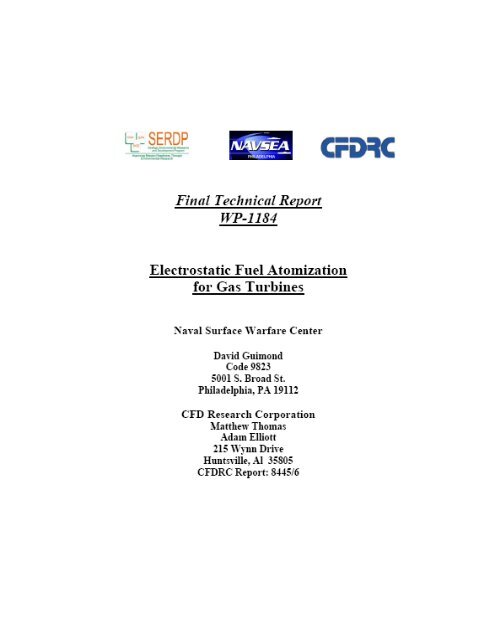 Final Report:Electrostatic Fuel Atomization for Gas Turbine