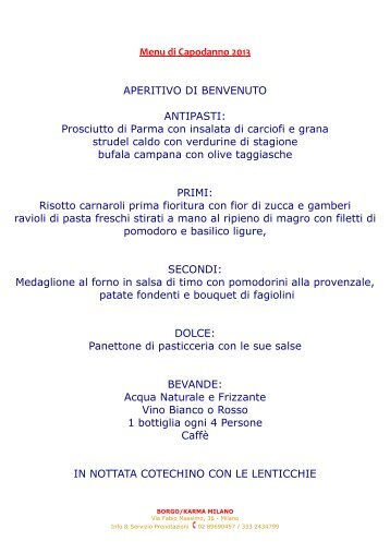 Menu di Capodanno 2013 APERITIVO DI BENVENUTO ... - Papido