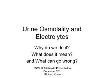 Urine Osmolality and Electrolytes