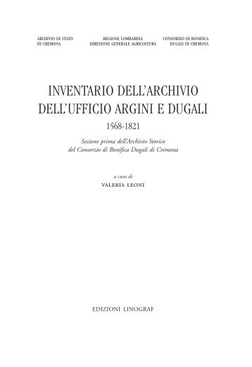 inventario dell'archivio dell'ufficio argini e dugali - Istituto Centrale ...