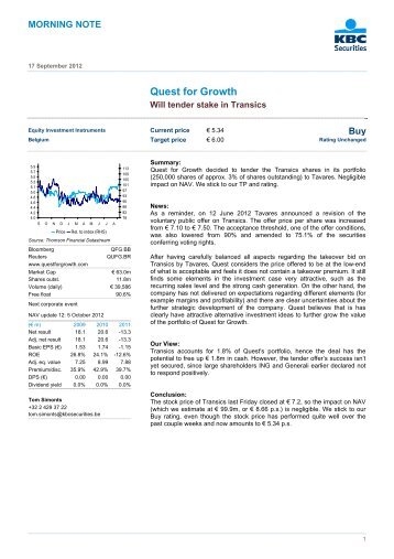 Analyst Report KBC Securities - Quest for Growth
