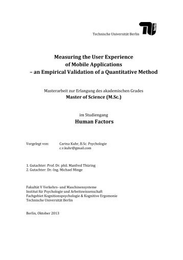 Measuring the User Experience of Mobile Applications ... - meCUE