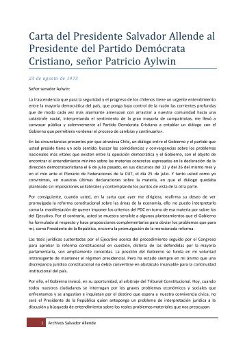 Carta a Patricio Aylwin - Salvador Allende