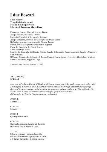 Libretto de "I due Foscari" in formato pdf - OperaClick