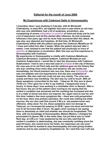 My Experiences with Cadmium Salts in ... - Dr. Farokh Master