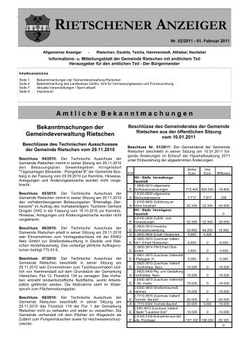 RIETSCHENER ANZEIGER - Gemeinde Rietschen