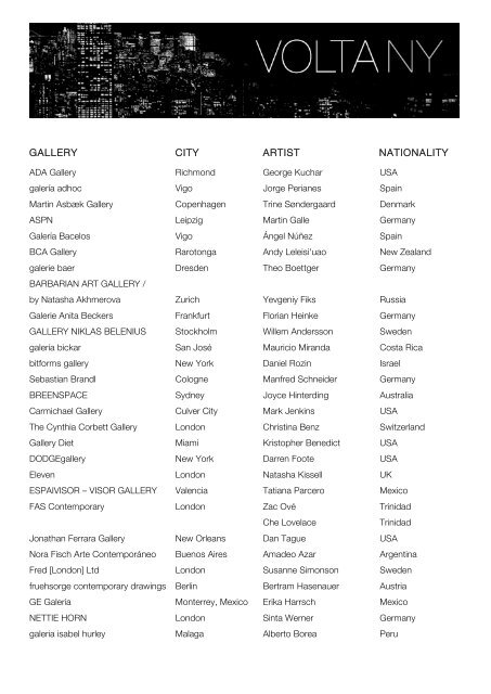 volta ny exhibitor list