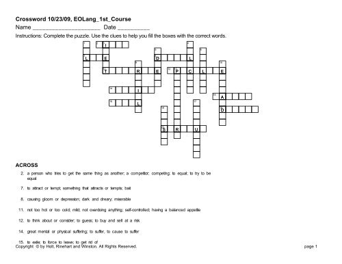 Crossword Puzzle Clue Gloomy SULTRO