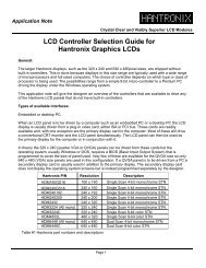 LCD Controller Selection Guide for Hantronix ... - Hantronix, Inc