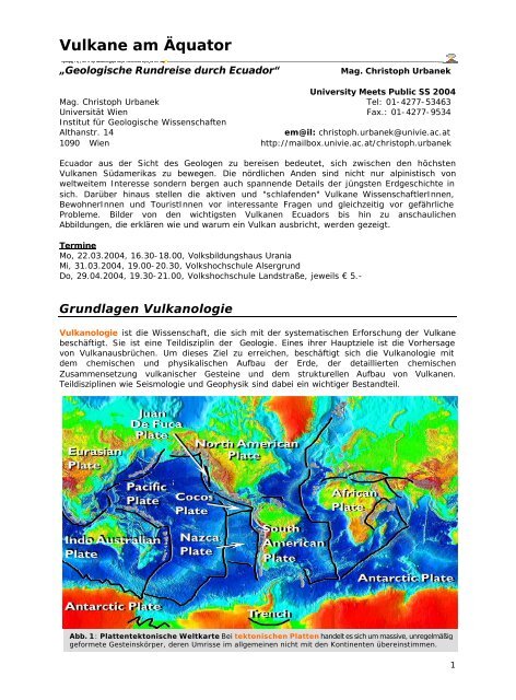 "Vulkane am Äquator " (handout SS 2004) - hoststar