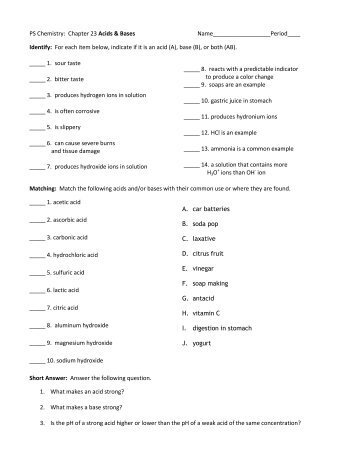 Assign -Acids & Bases