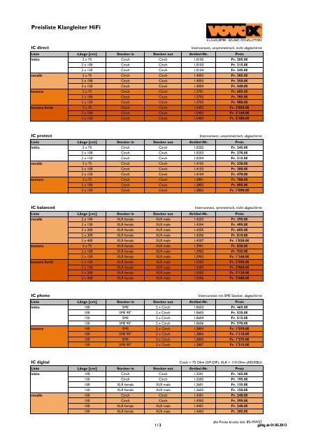 Preisliste Juni 2013 - Erni Hifi