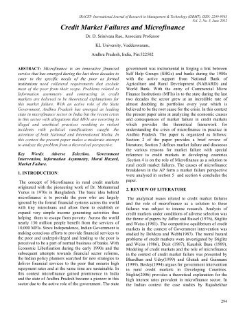 Credit Market Failures and Microfinance