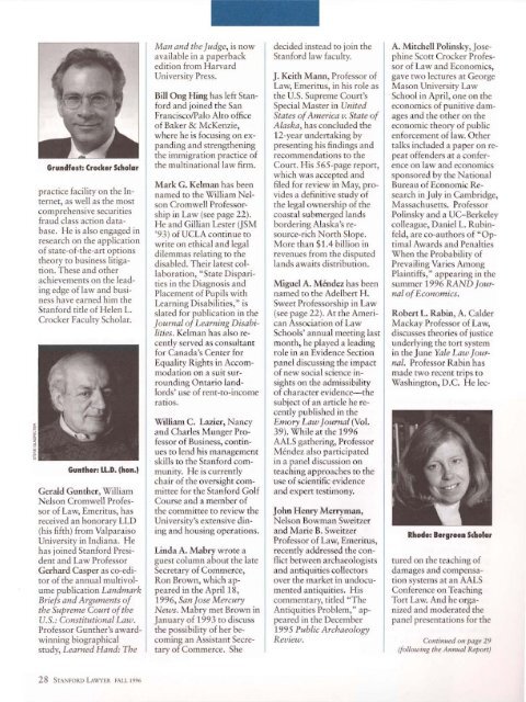 Fall 1996 – Issue 50 - Stanford Lawyer - Stanford University