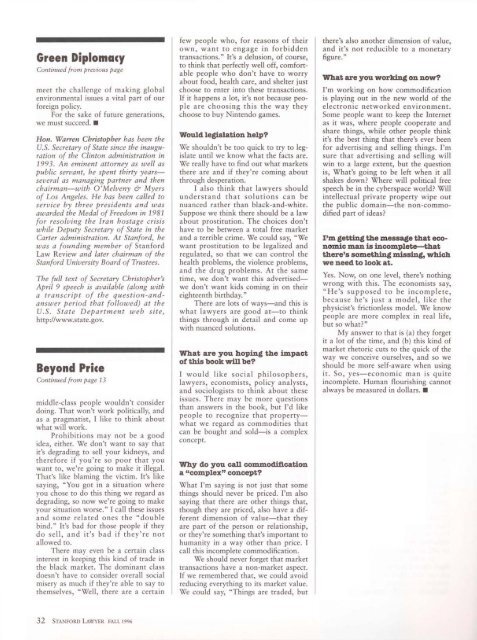 Fall 1996 – Issue 50 - Stanford Lawyer - Stanford University