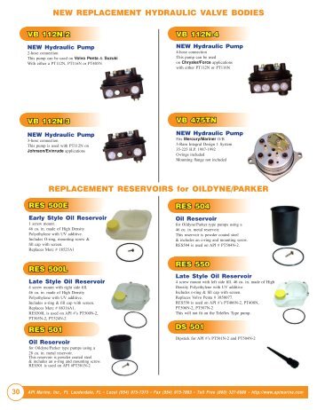 REPLACEMENT RESERVOIRS for OILDYNE/PARKER ... - API Marine