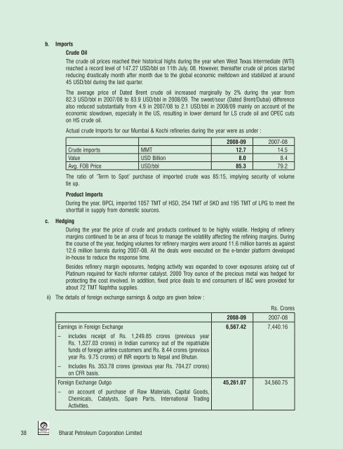 Annual Report 2008-2009 - Bharat Petroleum