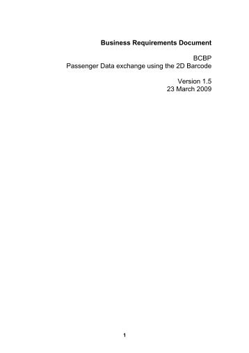 Business Requirements Document BCBP Passenger Data ...