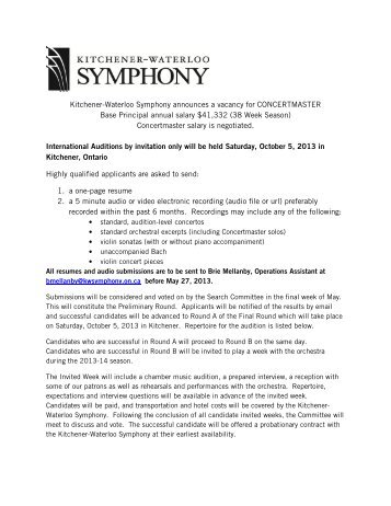 Kitchener Waterloo Symphony Kitchener Waterloo Symphony