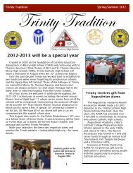 2012-2013 will be a special year - Trinity Catholic High School