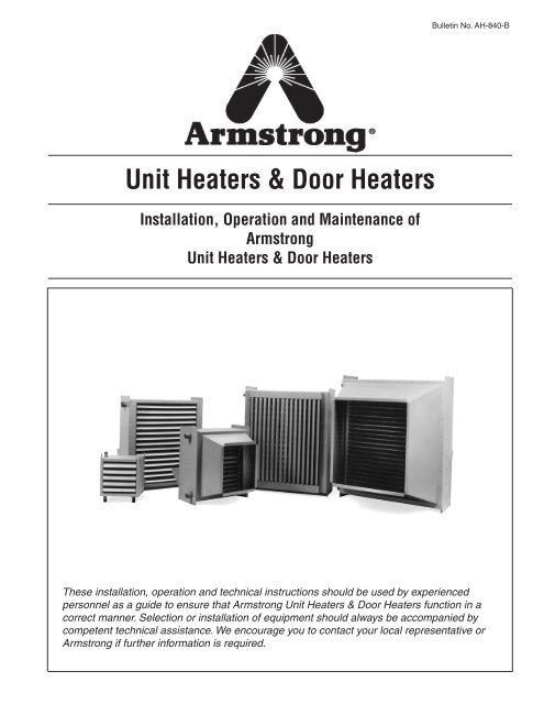 Unit Heaters u0026amp; Door Heaters - Armstrong International, Inc.