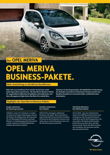 Businesspakete Meriva fÃ¼r Firmenkunden - Opel