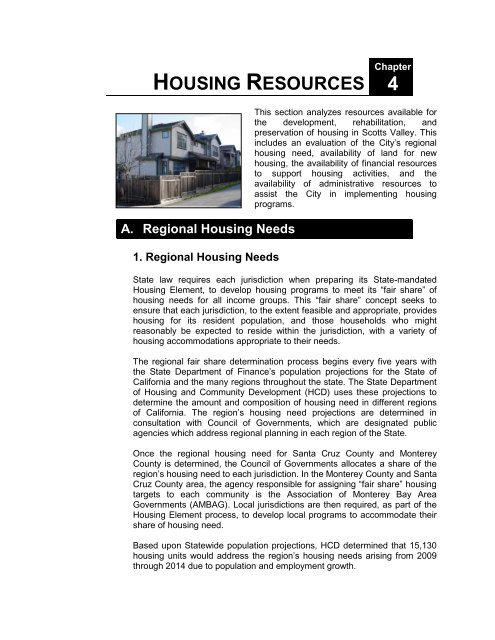 Chapter 4: Housing Resources - City of Scotts Valley
