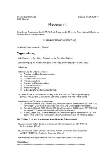 3. Gemeindevertreter-Sitzung (32 KB) - .PDF - Silbertal