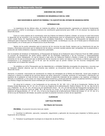 Convenio de Desarrollo Social - Gobierno de Aguascalientes